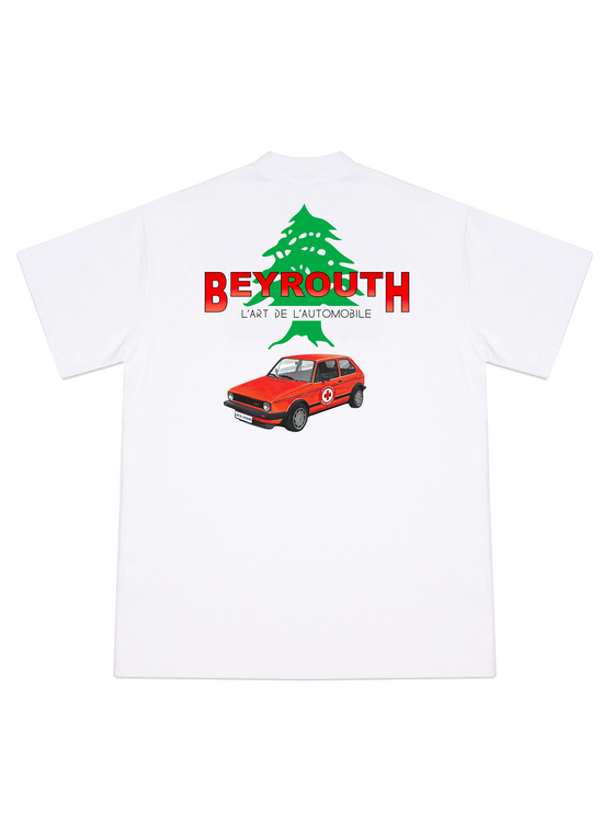 BOURJ HAMMOUD SAKO 2000 WHITE GRAPHIC TEE