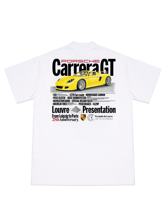 L'ART PORSCHE CARRERA GT LOUVRE WHITE T-SHIRT
